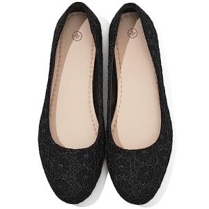 Comfortable Black Round Toe Ballet Flats for Women