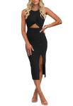 Oten Women's Cutout Side Slit Midi Dress