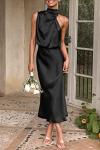 PRETTYGARDEN Women's Elegant Sleeveless Satin Maxi Dress