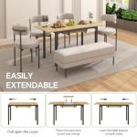 Extendable Dining Table with Hidden Storage for 6