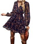 CUPSHE Floral Mini Dress with Peasant Sleeves