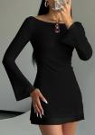 GOBLES Black Flare Sleeve A-line Mini Dress