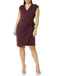 Plus Size Classic Cap Sleeve Wrap Dress - Burgundy