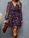 CUPSHE Floral Mini Dress with Peasant Sleeves