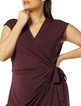 Plus Size Classic Cap Sleeve Wrap Dress - Burgundy