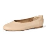 Beige Faux Leather Ballet Flats for Women