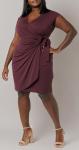 Plus Size Classic Cap Sleeve Wrap Dress - Burgundy
