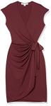 Plus Size Classic Cap Sleeve Wrap Dress - Burgundy