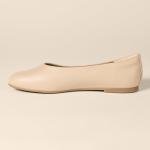 Beige Faux Leather Ballet Flats for Women
