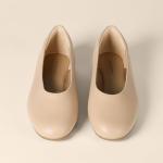 Beige Faux Leather Ballet Flats for Women