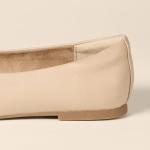 Beige Faux Leather Ballet Flats for Women