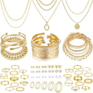 68-Piece Gold Jewelry Set for Women