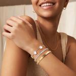 18K Gold Plated Floral Stackable Bracelet Set