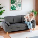 Hroth Dark Grey 3-Seater Comfortable Fabric Sofa