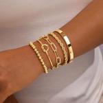 Trendy 14K Gold Plated Cuff Bracelets Set