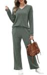RUMIA Women's Green Sweater Lounge Set 2-Piece