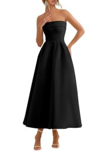 PRETTYGARDEN Elegant Strapless Summer Cocktail Dress