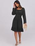 ANRABESS Women's Black Ruffle A-Line Dress