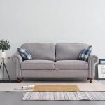 Stylish Grey 2-Seater Sofa with Accent Pillows