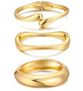 Gold Bangle Bracelets Set - Trendy Cuff Stack