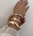 Gold Bangle Bracelets Set - Trendy Cuff Stack