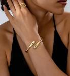 Gold Bangle Bracelets Set - Trendy Cuff Stack