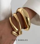 Gold Bangle Bracelets Set - Trendy Cuff Stack