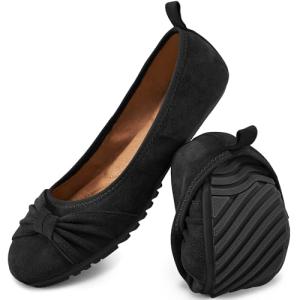 Comfortable Black Flats with Bowknot for Women