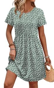 OFEEFAN Floral Spring Dress with Pockets