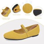 Maqixz Women's Square Toe Ballet Flats with Strap