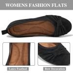 Comfortable Black Flats with Bowknot for Women