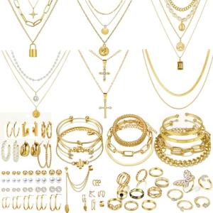 65 Pcs Gold Jewelry Set for Women
