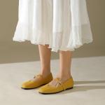 Maqixz Women's Square Toe Ballet Flats with Strap