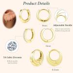 14K Gold Plated Huggie Hoop Earrings Set