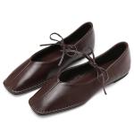 VorisVina Cute Lace Up Square Toe Ballet Flats