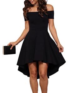 Black Off-The-Shoulder Short Sleeve Cocktail Dress