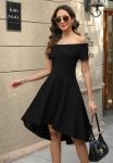 Black Off-The-Shoulder Short Sleeve Cocktail Dress