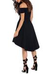 Black Off-The-Shoulder Short Sleeve Cocktail Dress