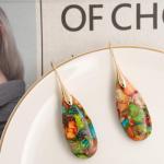 Sriomu Natural Healing Stone Dangle Earrings