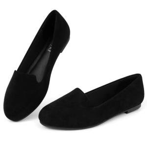 MUSSHOE Comfortable Ballet Flats for Women: Round Toe Women Loafers - Casual Slip on Ballerina Flats for Professional Woman Aged 25-45 Work Dressy Wedding,All Black 8