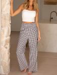 ANRABESS Women's Gingham Palazzo Pants with Pockets