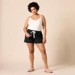 Amazon Essentials Women's Lightweight Breathable Lounge Terry Pajama Shorts with Elastic Waist, Drawstring, Black, Large