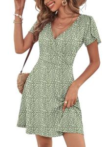 ANRABESS Women's Short Sleeve Floral Mini Dress