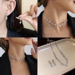 Silver Crystal Wedding Jewelry Set for Brides