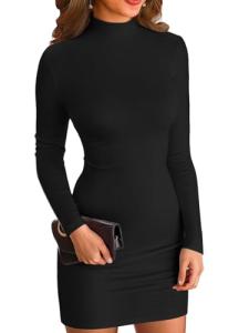 VICHYIE Women’s Ribbed Mock Neck Mini Dress