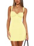 Yellow Sleeveless Summer Mini Bodycon Dress