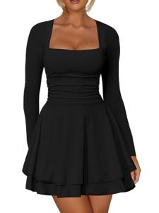 Kaximil Women's Ruffle Hem Mini Dress in Black