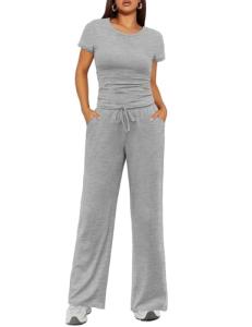 Ekouaer Women's 2-Piece Lounge Set in Gray