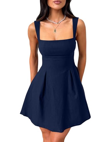 YMDUCH Women's Adjustable A-line Mini Party Dress