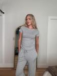 Ekouaer Women's 2-Piece Lounge Set in Gray